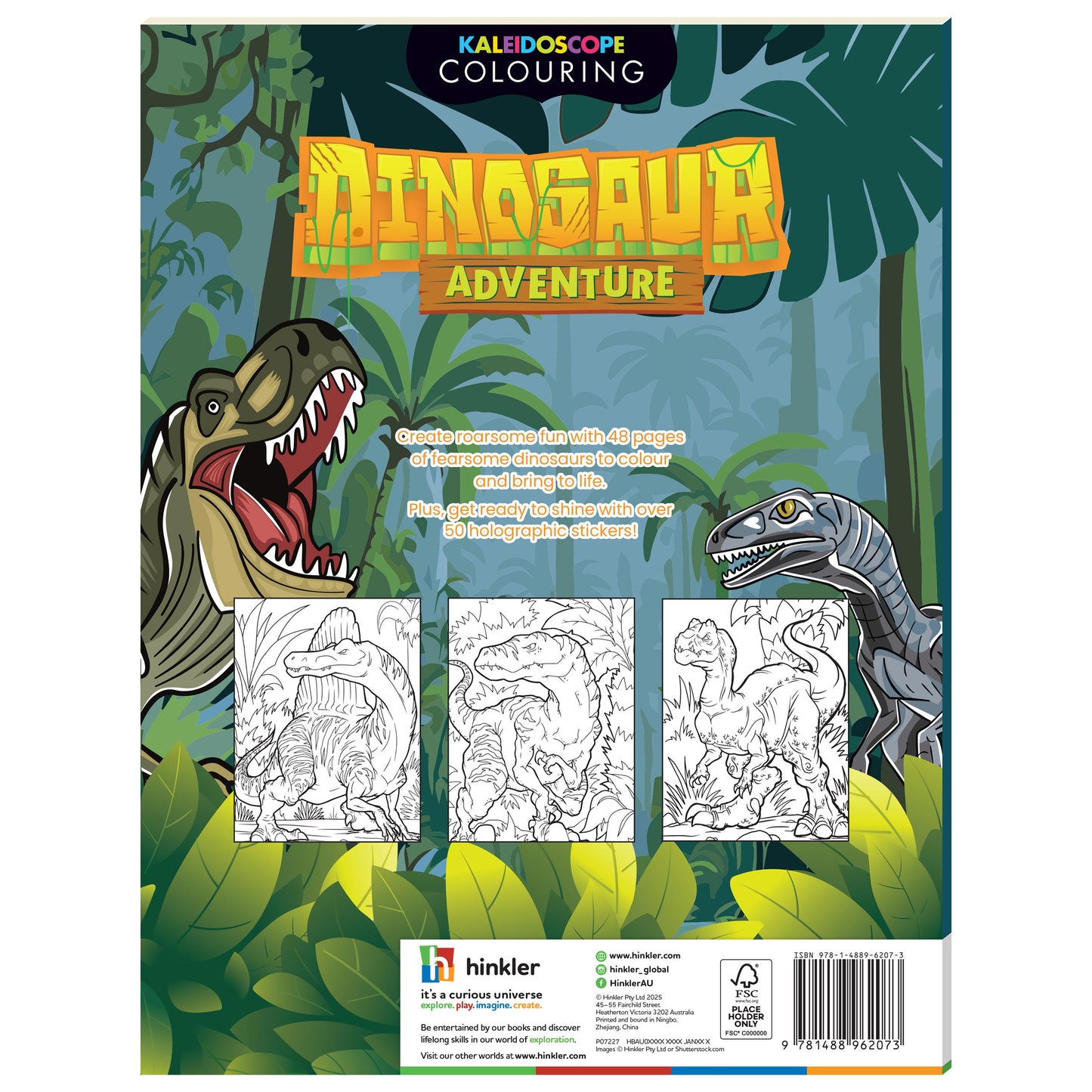 Kaleidoscope Colouring: Dinosaur Adventure (50+ Holographic Stickers)
