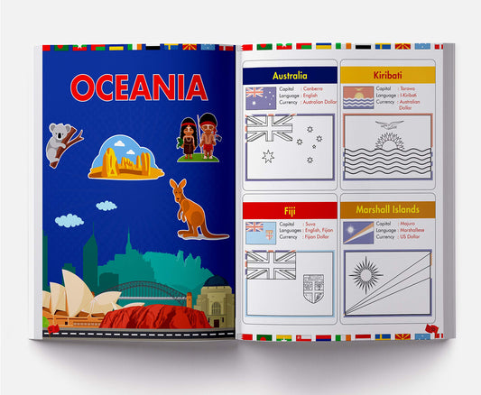 Flags of the World Sticker Coloring Activity Book