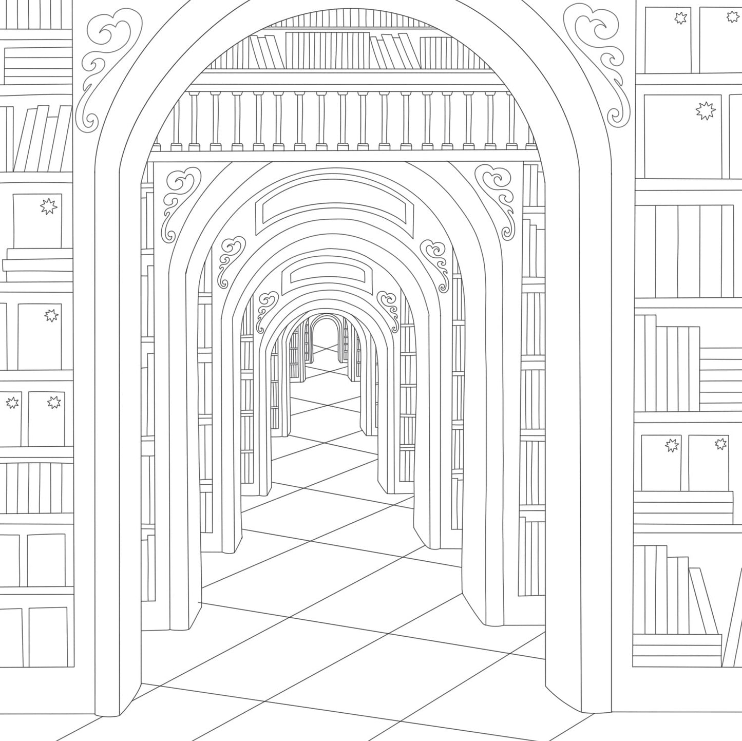 Cozy Bookshops Colouring Book