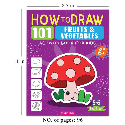 How To Draw 101 Fruits & Vegetables Activity Book For Kids