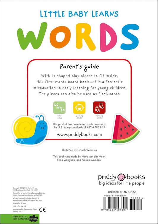 Priddy Books: Little Baby Learns: Words - With 12 Play Pieces!