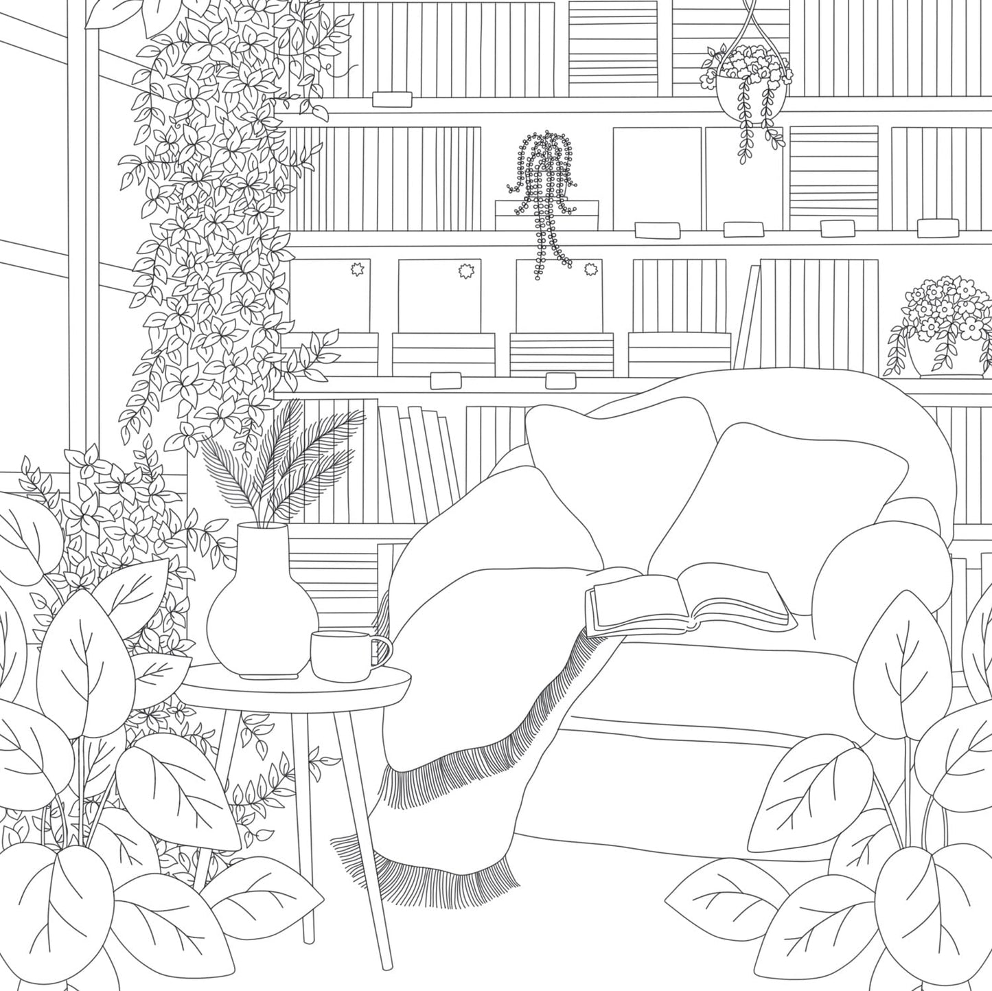 Cozy Bookshops Colouring Book