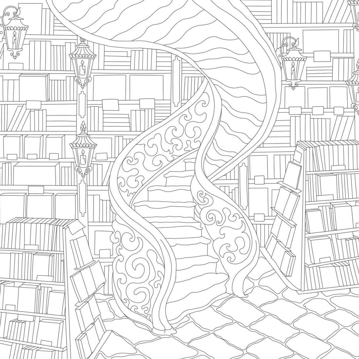 Cozy Bookshops Colouring Book