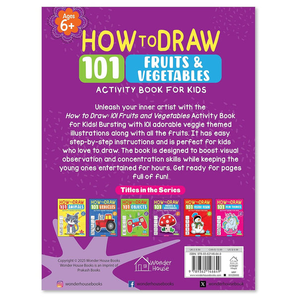 How To Draw 101 Fruits & Vegetables Activity Book For Kids