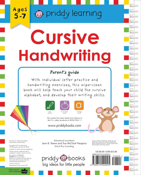 Priddy Books: Cursive Handwriting Wipe Clean With Pen Workbook