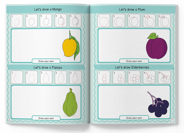 How To Draw 101 Fruits & Vegetables Activity Book For Kids