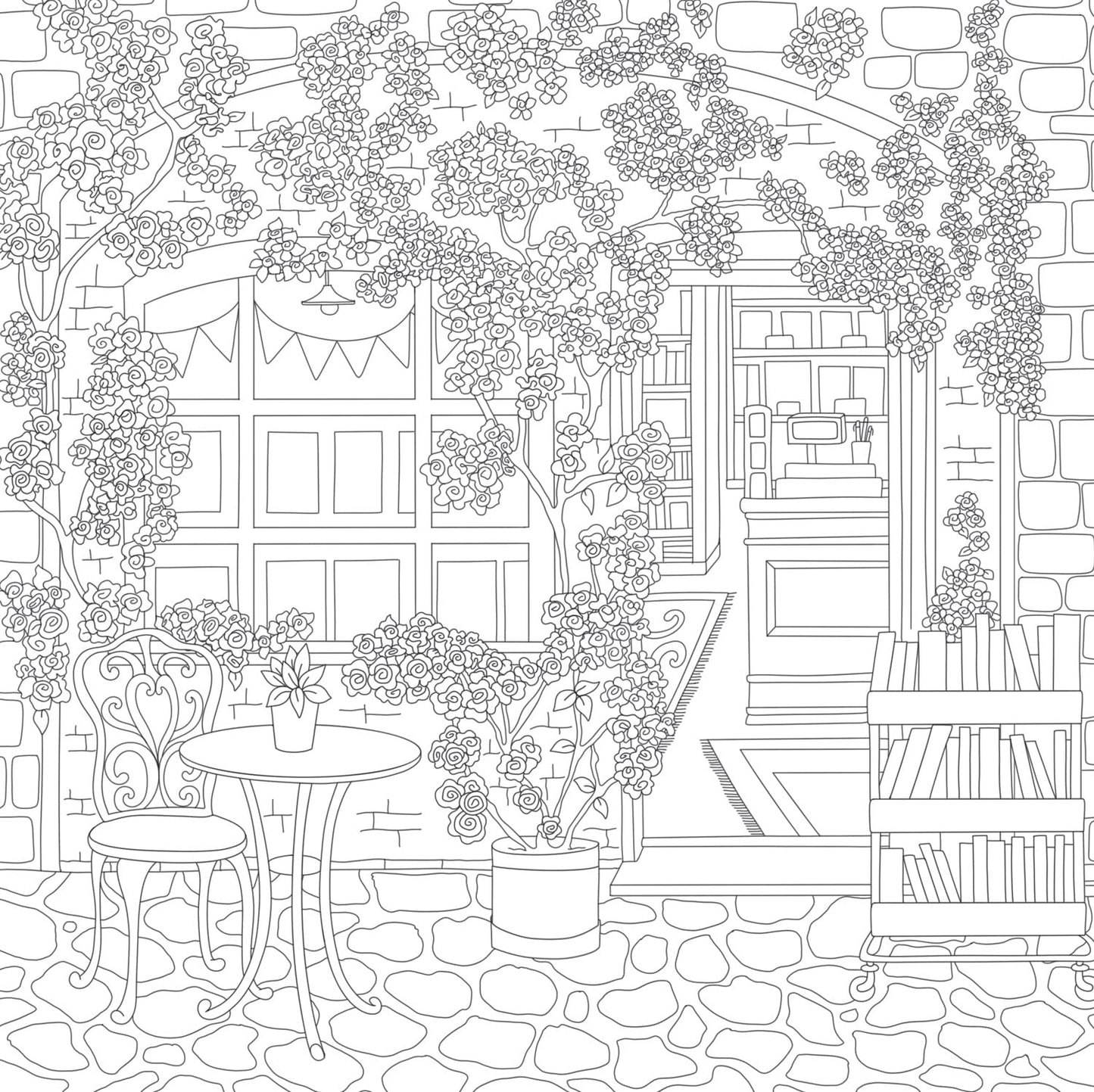 Cozy Bookshops Colouring Book