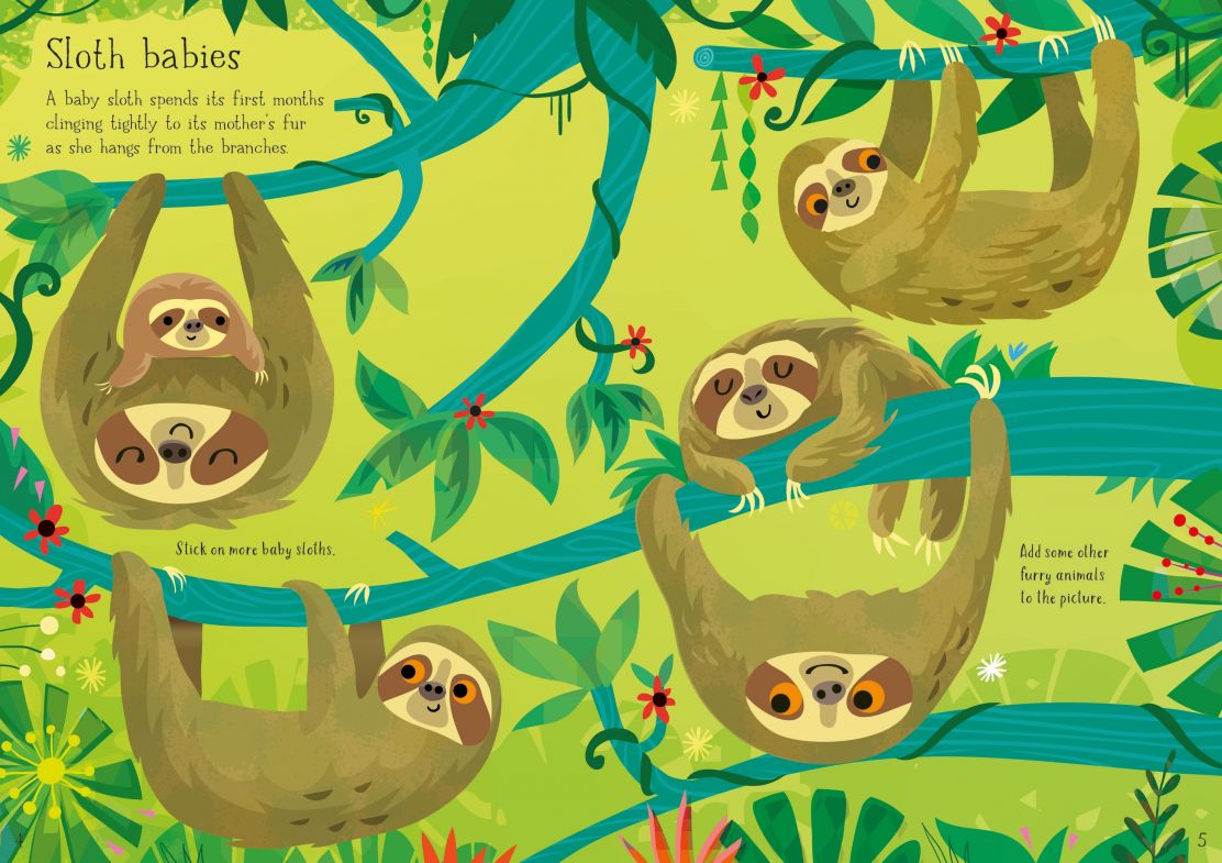 Usborne Little Stickers Sloths & their Jungle Friends