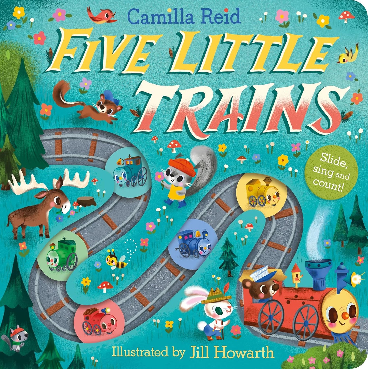 Five Little Trains: A Slide and Count Book