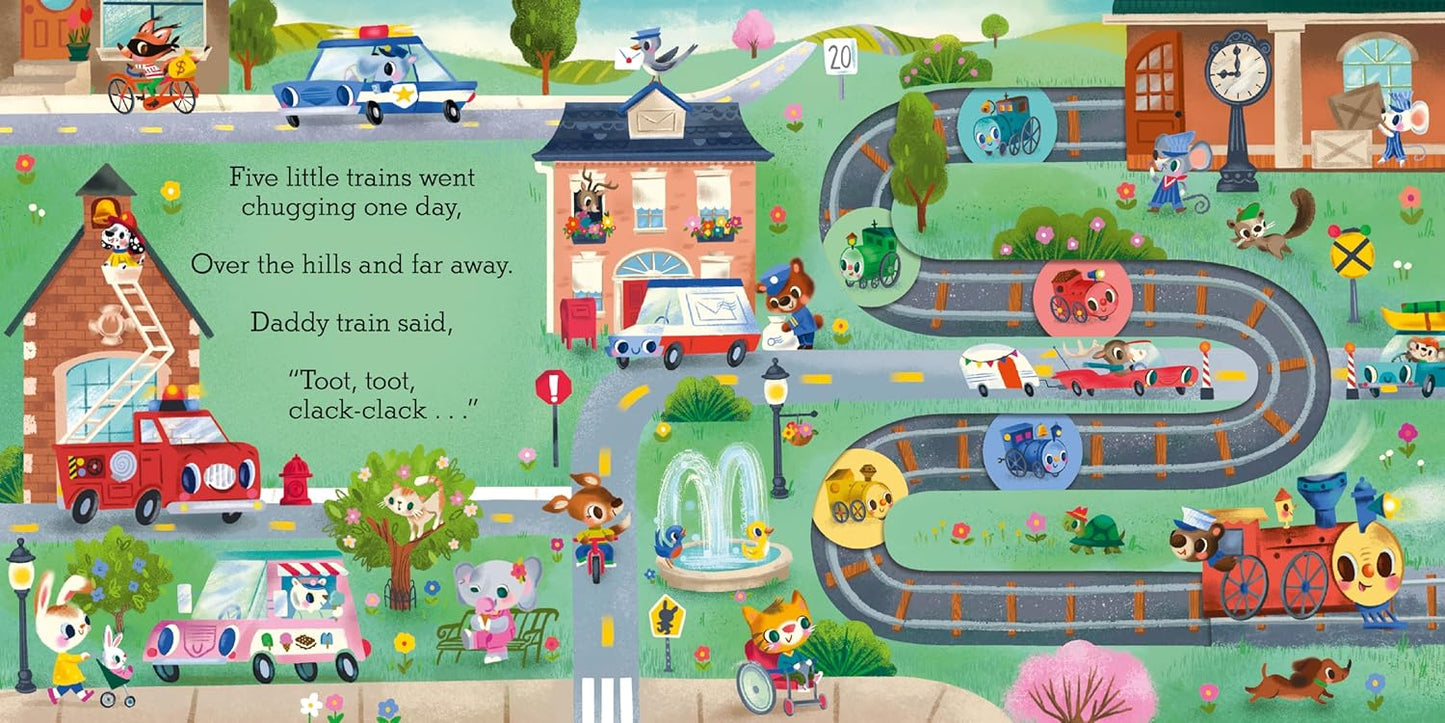 Five Little Trains: A Slide and Count Book