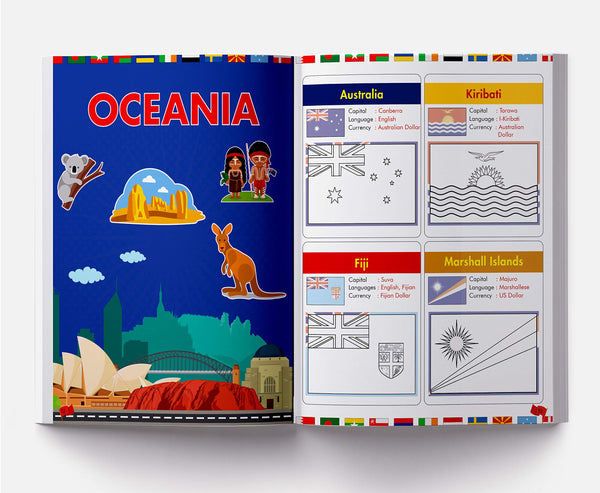 Flags of the World Sticker Coloring Activity Book