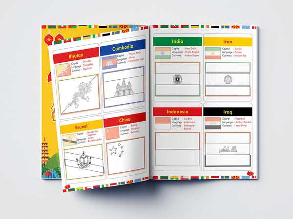 Flags of the World Sticker Coloring Activity Book