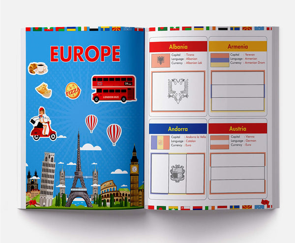 Flags of the World Sticker Coloring Activity Book